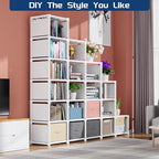 Mavivegue Book Shelf, 20 Cube Storage Organizer, DIY Bookcase, Metal Cube Bookshelf, Tall Book case for Bedroom, Living Room, Office, Closet Storage Organizer, Black Cubicle Storage Rack-White