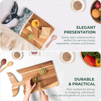 Whale Tail Serving Board, 15"x 7.9" Acacia Wood Ocean Resin Art Charcuterie Cheese Tray for Meal Prep, Fruit or Meat Display, Cutting Board on Back, Unique Gift for Women, Housewarming Gift