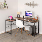 Computer Desk, L Shaped Desk with Large Desktop, Corner Desk with Monitor Stand PC Laptop Table Computer Workstation for Home Office (Rustic Brown)