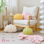 Yellow Seashell Throw Pillows, Shell Shaped Throw Pillows, 13 Inch Soft Home Decorative Pillow Plush Cushion for Bed Couch Living Sofa Room Decor Accent Throw Pillow
