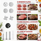 COFUN Stainless Steel Meat Grinder for KitchenAid Mixer | Meat Grinder with Meatball Maker, Sausage Stuffer, Dishwasher Safe, Compatible with All KitchenAid Stand Mixers
