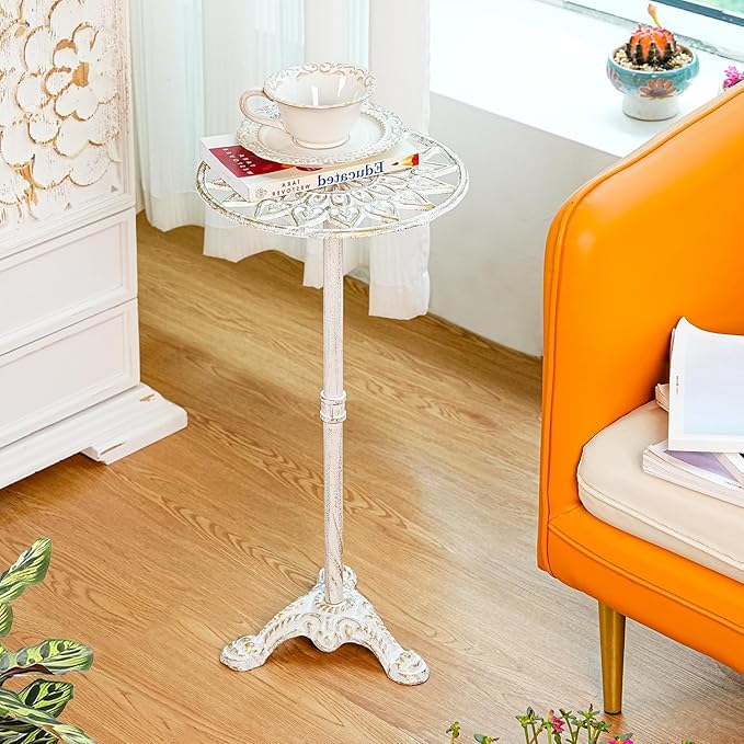 Sungmor Heavy Duty Cast Iron Potted Plant Stand, 24.2" Tall Metal Plant Stand, Vintage & Rustic Style Flower Stand Indoor Outdoor Garden Table, Decorative Flower Pot Holder for Balcony Patio
