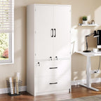 YITAHOME Wood File Cabinets, Heavy Duty Garage Tool Cabinets with Doors & Adjustable Shelves, Big Storage Filing Lockers for Home Office, Living Room, Pantry, Gym, Basement, Warehouse, White