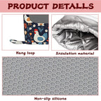 Cute Roosters Hens Chicks Heat-Resistant Silicone Oven Mitts and Pot Holders,Flower Field Long Oven Gloves with Non-Slip Grip for Cooking, Baking, Grilling,BBQ