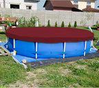 ECOOPTS 12 ft Waterproof Round Polyester Pool Cover for Above Ground Pools, Swimming Pool Cover Protector Winter Safety Cover (Red)