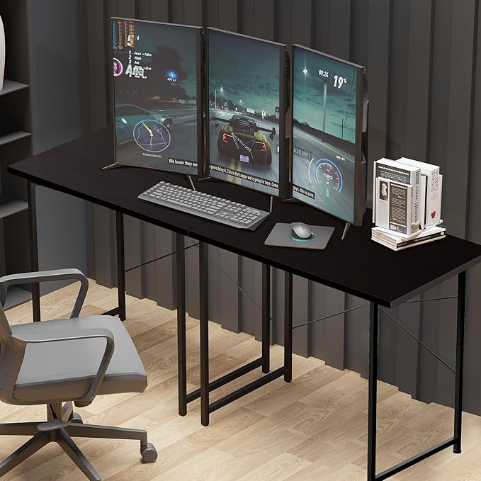 YSSOA Computer Desk Home Office Work Study Writing Modern Simple Table with Headphone Hooks, 32 Inch, Basic Black