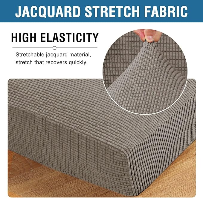 H.VERSAILTEX Super Stretch Individual Chaise Cover Sectional Couch Covers for L Shaped Sofa Both Left/Right Featuring Thick Jacquard Textured Twill Fabric (1 Piece Chaise Cover, Taupe)