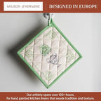 Maison d' Hermine Pot Holders 100% Cotton Potholders (8" x 8", Pack of 1) | Heat Resistant Hot Pads with Loop BBQ Cooking Baking Farmhouse Kitchen Handling Hot Pans Spring Summer - Jardin Du Roy