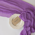 Table Runner Lavender Gauze Rustic Boho Lilac Cheesecloth Grape Table Runner 120 Inch 10 FT for Wedding Baby Bridal Shower Birthday Bridgerton Party Long Sheer Home Decorations