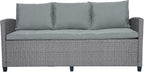 6-Piece Patio Furniture Set with Dining Table, Outdoor Garden Sectional Sofa, All-Weather Wicker Conversation Couch with Chairs, Stools and Cushions, Onesize, Gray Rattan