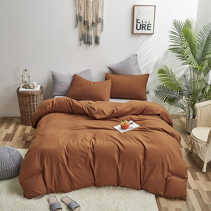 Pumpkin Comforter Queen Pumpkin Color Bedding Set 3 Pieces Cinnamon Comforter Sets 1 Queen Comforter (90x90 inches) with 2 Pillowcases (20x26 inches)
