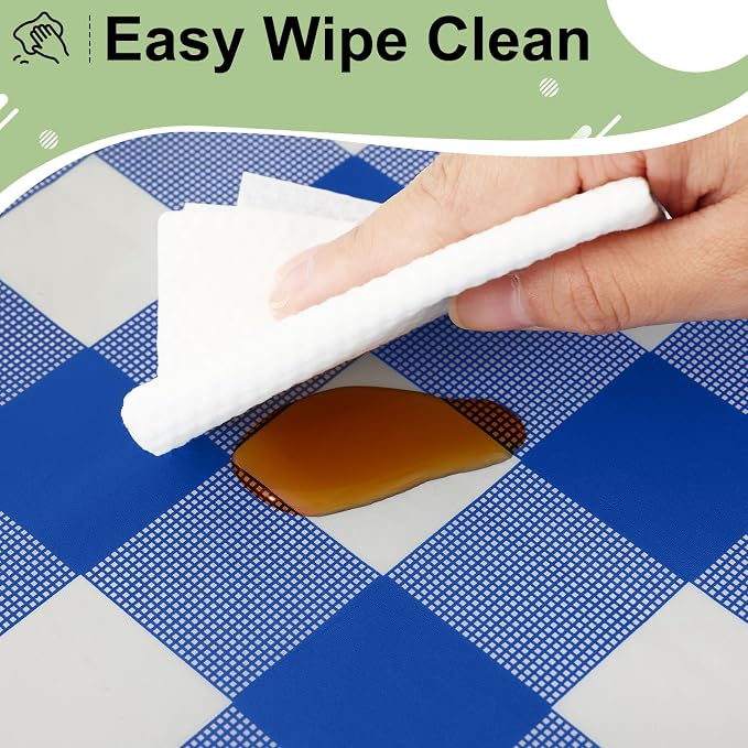 4 Packs Buffalo Disposable Table Cloth, 54 x 108 Inch Waterproof Plastic Tablecloth, Rectangle Blue and White Checkered Table Covers for Picnic, Birthday, Party, Back to School