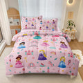 Kids Magical Princess Comforter Set Bed in a Bag Twin Size- 5 Piece Soft Cute Castle Bedding Set for Girls (1 Comforter, 1 Flat Sheet, 1 Fitted Sheet, 2 Pillowcases), Pink