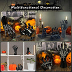 Halloween Decor Indoor, 4 Packs Creepy Reaching Hands with LED Candles, Life-Sized Gothic Wall Decor for Horror Decor, Spooky Halloween Decorations for Home, Party, Goth & Dark Academia Style