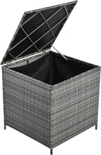 6-Piece Outdoor Furniture Set with Dining Table, Adjustable Seat and Storage Box, All Weather PE Rattan Patio Conversation Sofa L-Shaped Couch for Garden Lawn, Grey Wicker+Beige Cushion