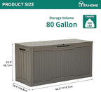 YITAHOME 80 Gallon Resin Deck Box, Weather Resistant Outdoor Rattan Storage Box, Lockable Indoor Outdoor Storage for Supplies and Essentials, Taupe