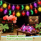 Couah [ 8 Modes & Timer ] 30 LED 16 Ft Summer Tropical String Lights Strawberry Grape Watermelon Lemon Banana Fairy Lights Battery Operated for Tropical Party Pool Beach Summer Decorations