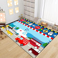 Cartoon Ambulance Car Area Rug Car Carpet for Kids Play Rug for Cars and Trucks Car Rug Play Mat Car Track Rug Truck Rugs for Boys Room Rugs for Boys Bedroom,Light Blue 3'×4'