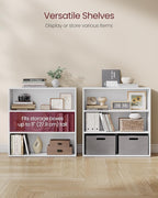VASAGLE Bookshelf, 31.5 Inches Wide, 3-Tier Open Bookcase with Adjustable Storage Shelves, Floor Standing Unit, Cloud White ULBC173T14