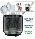Cooler Kitchen Jumbo Extra Large Sturdy Rotating Black Utensil Holder Caddy with No-Tip Weighted Base, and Gripped Insert - Rust Proof and Dishwasher Safe Kitchen Utensils Holder