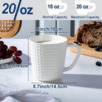 Large Coffee Mugs, 20 oz Ceramic Coffee Cups with Handle, 2PCS, White | Porcelain Big Coffee Mug for Office & Home, Latte Cocoa, Microwave & Dishwasher Safe, Lead-Free, Wedding & Housewarming Gift