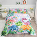 Datura home Kids Dinosaur Comforter Set for Girls Women,Cute Mermaid Scales and Rainbow Cloud Printed Pattern Kawaii Dinosaur Bedding Set with 2 Pillowcases(Dinosaur Rainbow Twin)