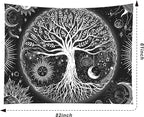FORATER Tree of Life Tapestry Wall Hanging, Sun and Moon Aesthetic Wall Tapestry Black and White Tapestries Home Decor for Living Room Bedroom(61 x 82 Inch, Black and White)