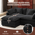 Ihanherry 111.4" L Shaped Modern Sofa Modular Sectional Cloud Couch with Ottoman, 4-Seat Chenille Deep Seat Sofa with Pillow for Living Room, Bedroom and Apartment, Beige