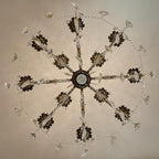 Vintage 8 Arms Crystal Chandelier Candle Light Fixture for Dining Room Living Room Bedroom Hallway Entryway Antique Gold Finish (34"-12 Lights)