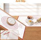 HOOMIL Silicone Baking Mat, 32"x24" | Food-Grade, BPA-free, Non-Stick,Non-Slip, Precision Measurements, Large, Easy to Store