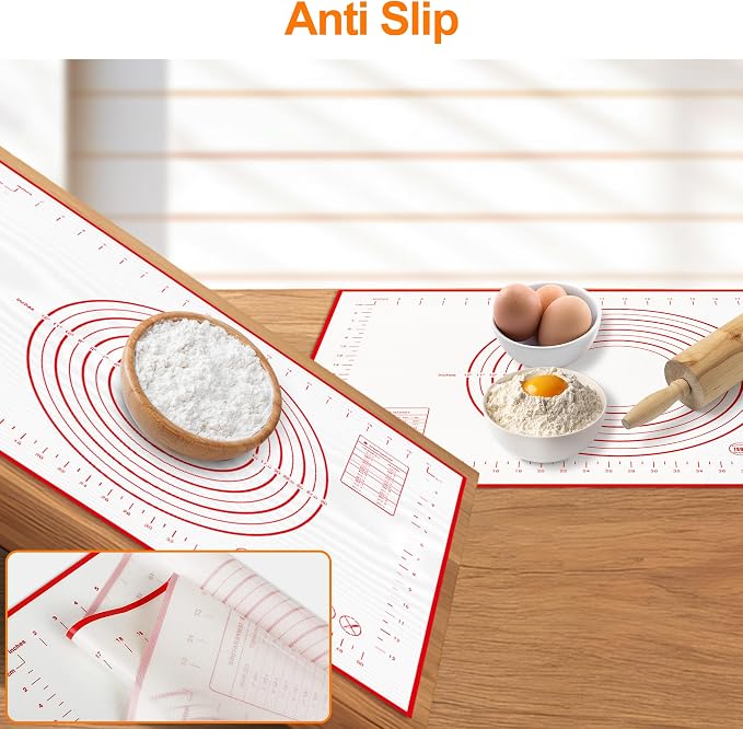 HOOMIL Silicone Baking Mat, 32"x24" | Food-Grade, BPA-free, Non-Stick,Non-Slip, Precision Measurements, Large, Easy to Store