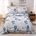 JSD Cute Panda Kids Comforter Set, 3 Pieces Queen Microfiber Comforter with Pillow Sham, Soft Comfortable Machine Washable
