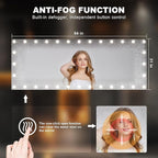 Hasipu LED Bathroom Mirror with Lights, 84" x 31" Hollywood Wall-Mounted Bathroom Mirror with 32 Dimmable Bulbs, 3 Colors Modes, Touch Control, Anti-Fog, Memory Function, Shatter-Proof, ETL Listed