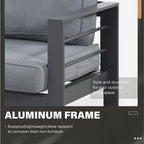 Solaste Aluminum Patio Furniture Set, 4 Pcs Modern Outdoor Conversation Set Sectional Sofa with Upgrade Cushion and Coffee Table,Grey