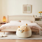 Stuffed Animal Storage Bean Bag Chair Cover for Kids Yellow Dog Shiba Inu Bean Bag Chair for Girls Large Size Toy Organizer Cover Only Without Filling
