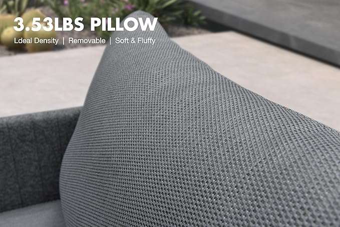 PURPLE LEAF Patio Furniture Set 8 Pieces Patio Seating Sofas Aluminum Furniture Outdoor Couch Sectional Set with Cushions and Aluminum Table Patio Conversation Sets Gray