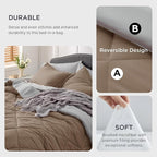 Bedsure Brown Full Size Comforter Set - 7 Pieces Reversible Full Bed in a Bag, Full Bed Set Brown and Grey with Comforters, Sheets, Pillowcases & Shams