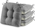 puredown® Chair Cushions for Dining Chairs, Tufted Memory Foam Chair Pads with Non-Slip Backing, Kitchen Seat Cushions with Ties, Washable Seat Pad Set of 4, 15.5" x 15.5" x 4", Dark Grey