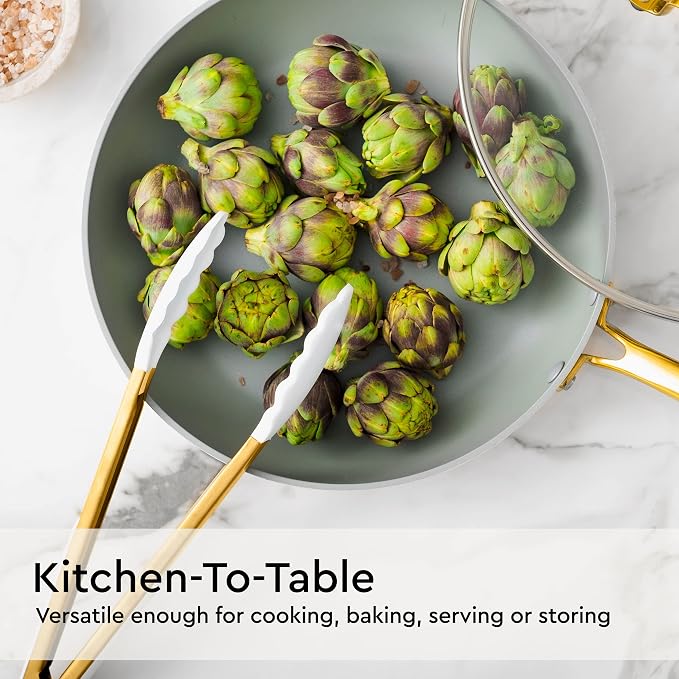 Gold Kitchen Utensils Set – 6 PC White Silicone and Gold Cooking Utensils with Spatula, Whisk, Tongs, Spoons, Cooking Tools for Nonstick Cookware – Luxury Kitchen Accessories for Home Chefs | White Silicone and Gold Cooking Utensils with Spatula, Whisk...