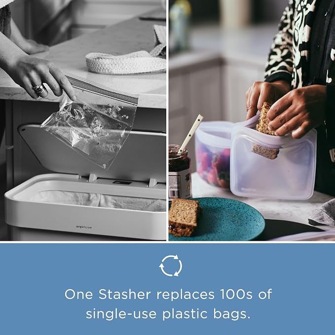 Stasher Premium Reusable Silicone Stand-Up Mega Bag, Aqua, 104 oz | Food-Safe Silicone, Eco-Friendly, Reusable Freezer Bags, Microwave, Dishwasher, Pantry, Meal Prep, Travel Bag, Bulk Storage