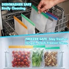 20 Pack Reusable Silicone Food Storage Bags, Reusable Snack Bags Freezer Bags Leakproof BPA Free Food Storage Contaizers, Gallon Sandwich Bag for Meal Prep Fruit Lunch Meat Veggies Blue