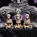 Newman House Studio Halloween Skeleton Decor - Realistic Meditating Skeleton Statues, Set of 3, 2*1.5*3.75 in Resin Indoor Zen Skull Decor