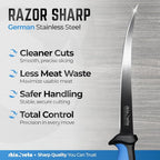 Rhinoreto Fillet Knife for Fish - Razor Sharp G4116 German Stainless Steel Blade, 6.5 Inch Professional Filleting & Boning Knife with Non-Slip Handle, Protective Sheath & Sharpener