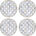 MACKENZIE-CHILDS Enamel Dinner Plate, Decorative Dinnerware Plate, 10 Inches, Set of 4, Gray-and-White Sterling Check