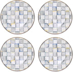 MACKENZIE-CHILDS Enamel Dinner Plate, Decorative Dinnerware Plate, 10 Inches, Set of 4, Gray-and-White Sterling Check