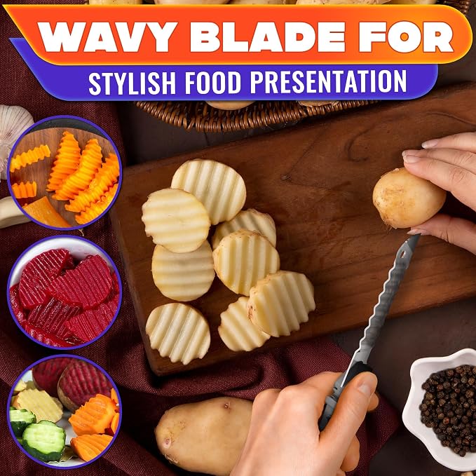 7-in-1 Cutting Board Scissors for Food with Ribbed Blades & Chopping Board | Heavy Duty Vegetable Scissors Food Cutter, Spring Assist, Safety Lock, Dishwasher Safe, Suitable for Meat & Vegetables