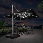 PURPLE LEAF 11 Feet Double Top Deluxe Solar Powered LED Square Patio Umbrella Offset Hanging Umbrella Outdoor Market Umbrella Garden Umbrella, Black