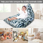Jorbest Stuffed Animal Storage, Soccer Stuffed Animal Bean Bag Storage, Bean Bag Chair Cover for Kids, Luxury Velvet Stuffie Seat - Cover ONLY (200L/52 Gal)