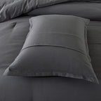 Dark Gray Comforter Set Full, Solid Grey Down Alternative Bedding Comforter Set, Breathable Fluffy Microfiber Comforter Full Size (79"x90") for All Seasons with Pillowcase