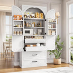 iPormis 71" Tall Kitchen Pantry Storage Cabinet w/Adjustable Shelf, Door Shelves & Large Drawers, Freestanding Kitchen Cupboard for Dining Room/Living Room, White